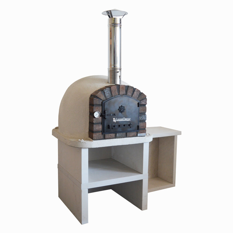 Xclusive Decor Premier Wood Fired Pizza Oven With Stand And Side Table